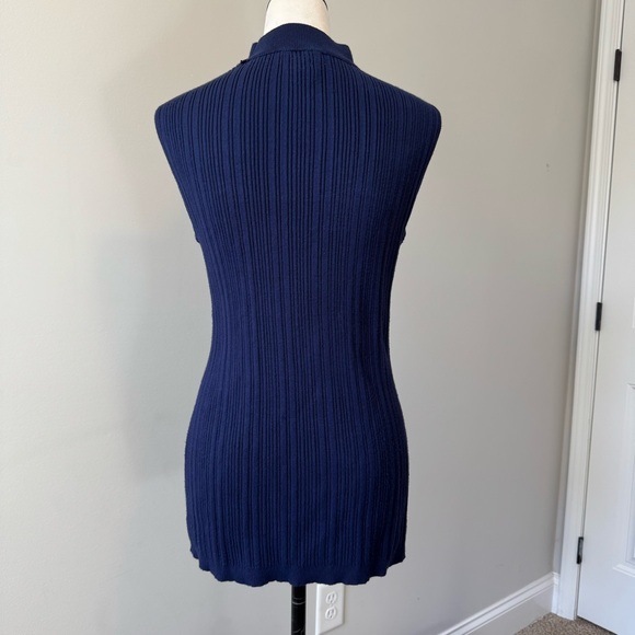Navy Ribbed Sleeveless Top & Cardigan Set 14/16 - Picture 4 of 11